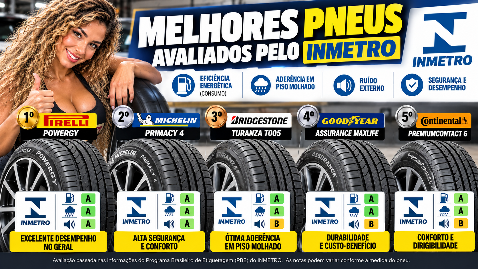 Melhores Pneus Avaliados pelo Inmetro: Guia por Medida